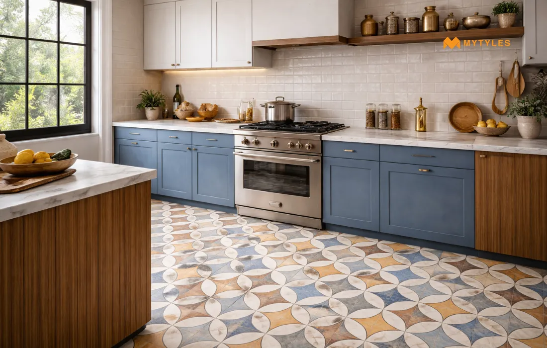 Kitchen wall and floor tiles in Modular Kitchen